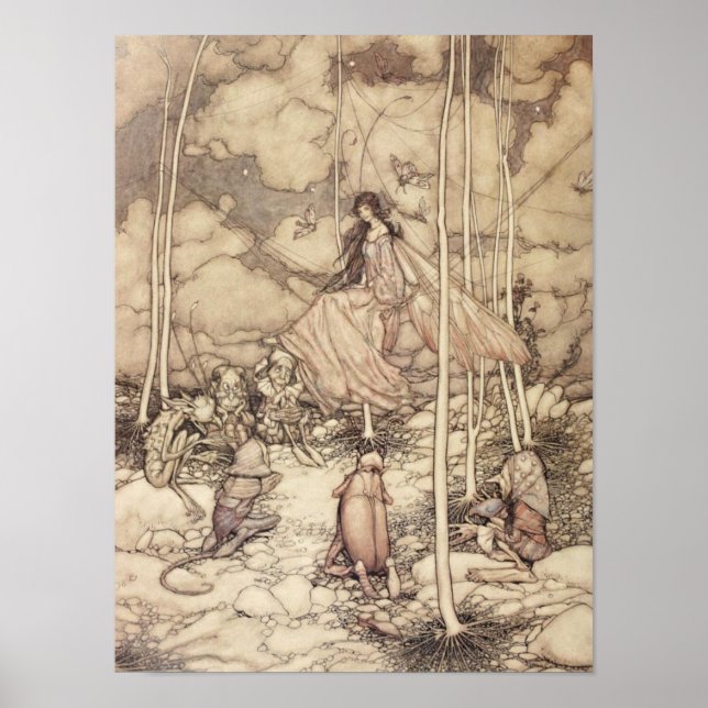Affiche Reine des fées teintée de sépia avec une créature (Devant)