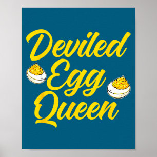 Affiche Reine drôle d'œuf farci Cuisine rétro