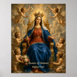 Affiche Reine du Ciel de la Vierge Marie Bienheureuse Art