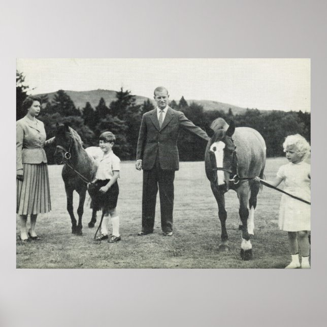 Affiche Reine Elizabeth, Prince Philip, Charles et Anne (Devant)