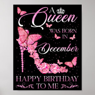 Affiche Reine est née en décembre Joyeux Anniversaire Femm