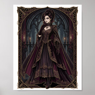 Affiche Reine Gothique Élégante Art Sombre Victorien - Fan