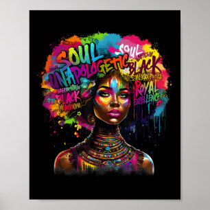 Affiche Reine Noire Afro Mélamine Gouttante Mois de l'Hist