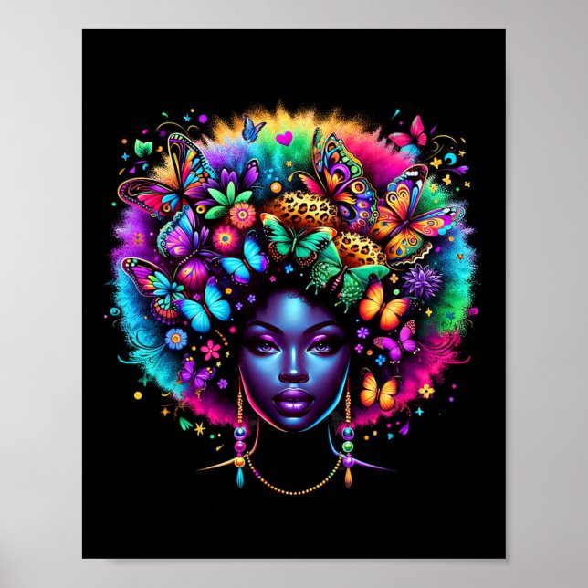 Affiche Reine noire Afro Melanin JunetDix Beurre Léopard (Devant)