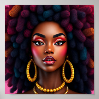 Affiche Reine noire, afrocentrique, magnifique noire, femm