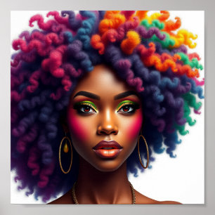 Affiche Reine noire, afrocentrique, magnifique noire, femm