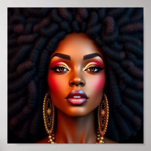Affiche Reine noire, afrocentrique, magnifique noire, femm