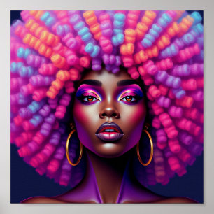 Affiche Reine noire, afrocentrique, magnifique noire, femm