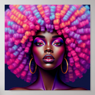 Affiche Reine noire, afrocentrique, magnifique noire, femm