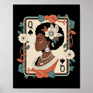 Affiche Reine Noire Carte de Poker Mois de l'Histoire des 