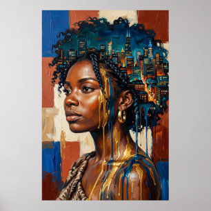 Affiche Reine Noire de l'Afrofuturisme Urbain sur la ligne