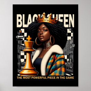 Affiche Reine noire d'échecs Empowerment Culture noire Cos