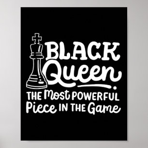 Affiche Reine noire pièce la plus puissante échecs afro-am