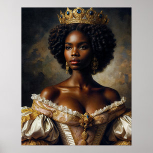 Affiche Reine noire portant une couronne d'art