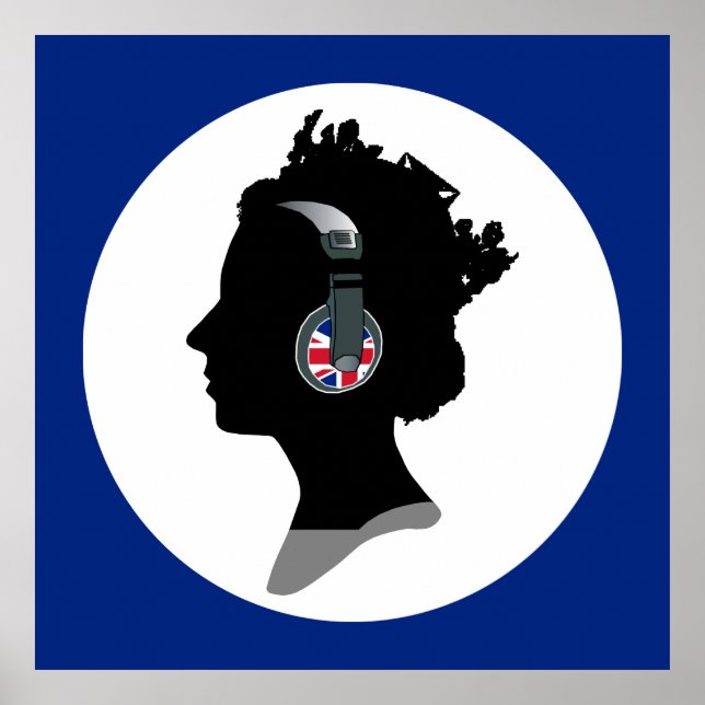 Affiche REINE super ELIZABETH AVEC TÉLÉPHONES DJ (Devant)