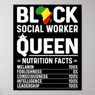 Affiche Reine travailleuse sociale noire Afro-Américaine S