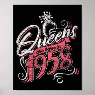 Affiche Reines féminines nées en 1958 Cadeaux Bday 65e