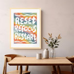 Affiche RÉINITIALISER REFOCUS REDÉMARRER Lettres de bulles<br><div class="desc">L'art fait main pour vous ! Ajoutez votre propre texte, changez aussi la couleur arrière - plan. Sélectionnez la taille de l'impression à l'aide du menu déroulant ci-dessus, et vous pouvez cliquer sur le bouton "modifier la conception" pour customiser l'illustration pour qu'elle s'adapte à n'importe quelle taille de papier. Achetez...</div>