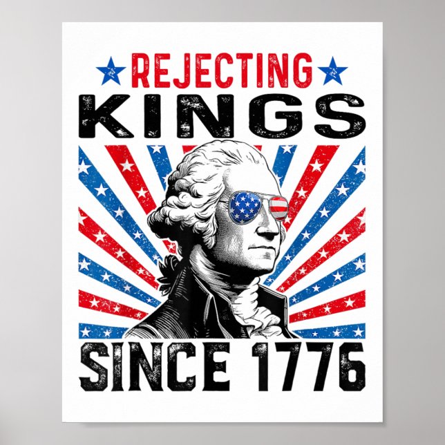 Affiche Rejecting Kings Since 1776 Distressed Usa Flag Vin (Devant)