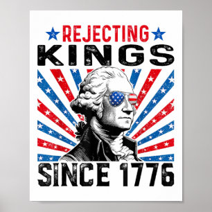 Affiche Rejeter les rois depuis 1776 Distressed Drapeau am