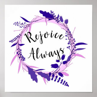 Affiche Rejoice Always 1 Thessalonians 5:16-18 Christian