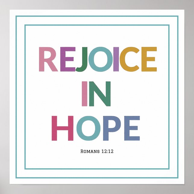 Affiche Rejoice In Hope Bible Verse Christian Minimalist (Devant)