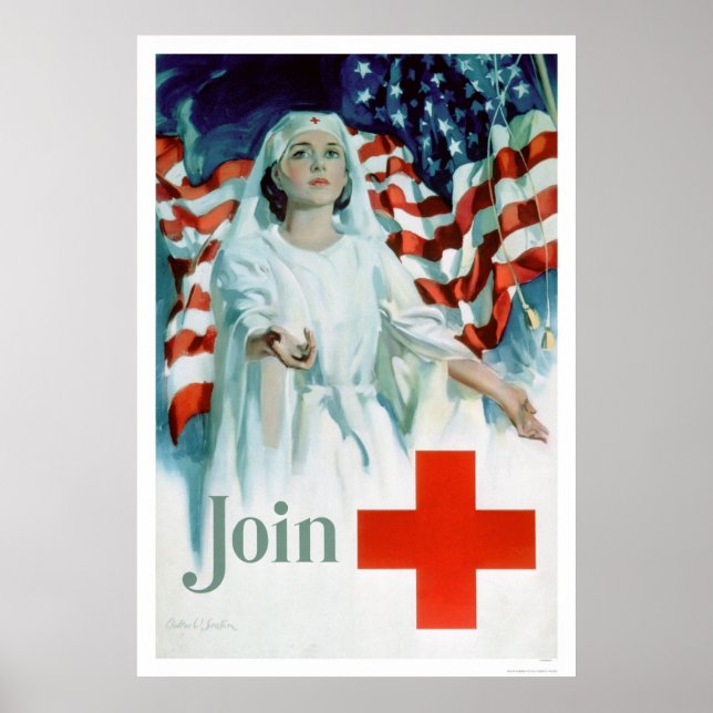 Affiche Rejoignez la Croix-Rouge - Drapeau américain (US00 (Devant)