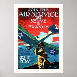 Affiche Rejoignez le service aérien et Serve en France (US
