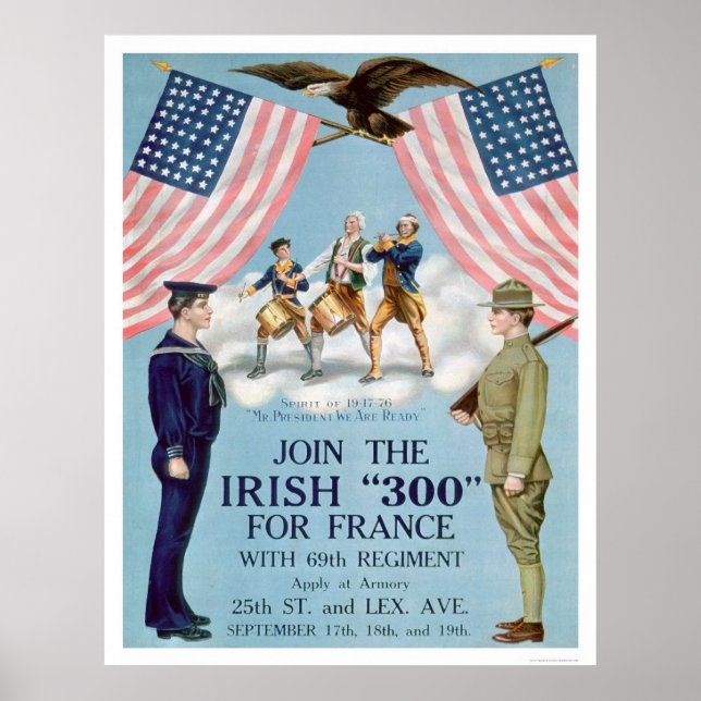 Affiche Rejoignez l'Irish "300" pour la France (US02064) (Devant)