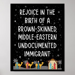 Affiche Réjouissez-vous de la naissance d'un Noël moyen-or
