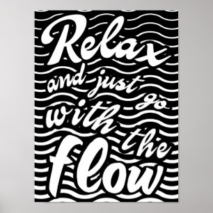 Affiche Relax et aller avec le flux, version vagues