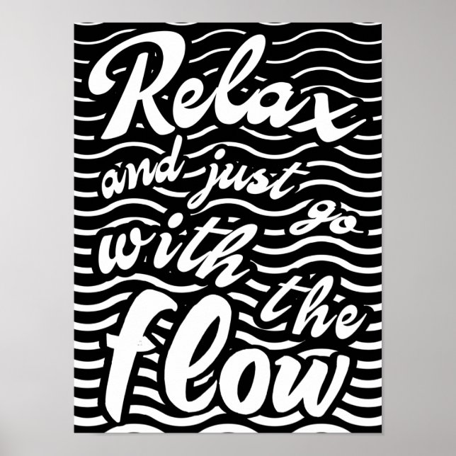 Affiche Relax et aller avec le flux, version vagues (Devant)