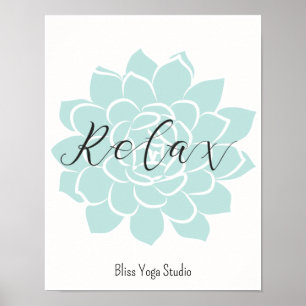 Affiche Relax Green White Yoga Quotes Zen Fitness Work Out