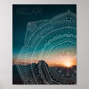 Affiche Relax Mandala Overlay Starry Sky Sunset photo
