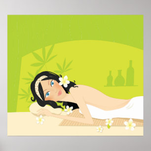 Affiche Relaxant Spa Zen Femme Bien-être Tropical