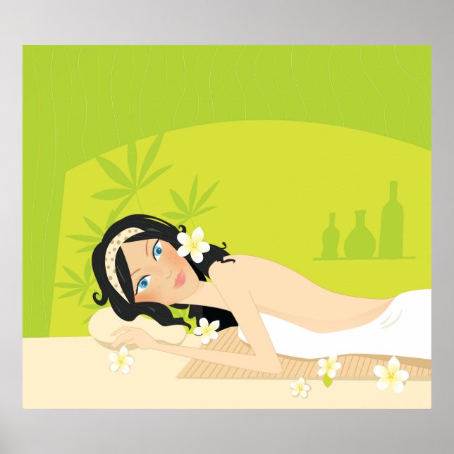 Affiche Relaxant Spa Zen Femme Bien-être Tropical (Devant)