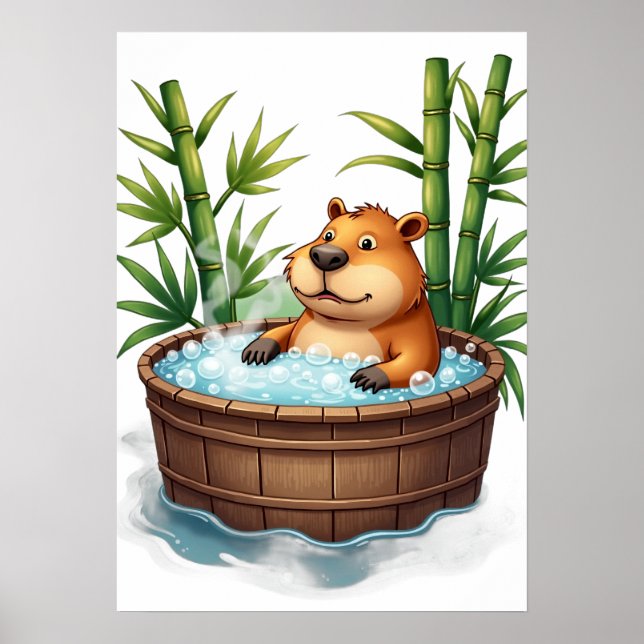 Affiche Relaxation Baignoire Capybara Ambiance Détente Str (Devant)
