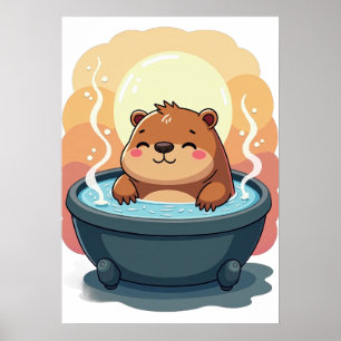 Affiche Relaxation Baignoire Capybara Vibes Détente Art Co