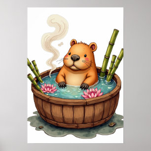 Affiche Relaxation Bain à Remous Capybara Vibes Chill Jour