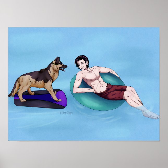 Affiche Relaxation dans la piscine (Devant)