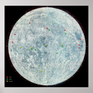 Affiche Relevé de mission Apollo et Luna Moon 
