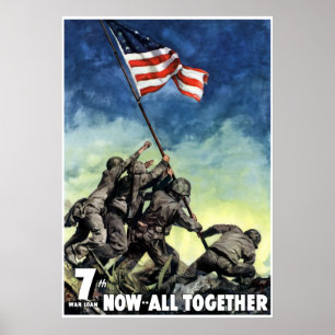 Affiche Relèvement du drapeau sur Iwo Jima -- Frontière