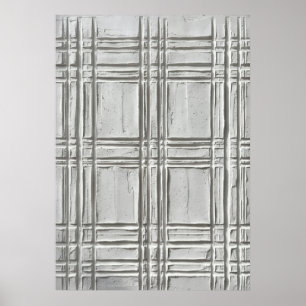 Affiche Relief en plâtre blanc Tartan carreaux Texturé 3D