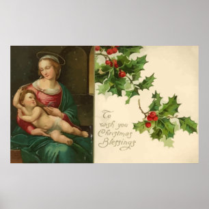 Affiche religieuse vintage de bénédictions de Noël