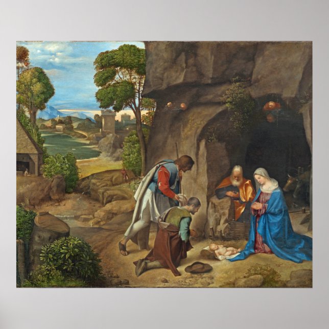 Affiche Religieux Noël Giorgione Bergers Peinture (Devant)