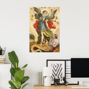 Affiche Religieux vintage, Saint Michael Defeats Lucifer