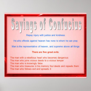 Affiche Religion, confucianisme, paroles de Confucius