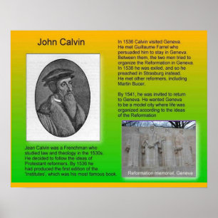 Affiche Religion, réforme "Jean Calvin " d'histoire