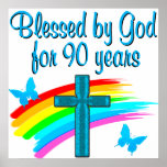 AFFICHE RELIGIOUS 90 YR OLD<br><div class="desc">This 90 year old praises God every day of her beautiful and spirit filled life. This lovely woman has been loved by Jesus for 90 years. Enjoy this blue cross and butterfly 90 year design on Tees, Mugs, Tote Bags and Gifts. Your awe inspiring 90 year old will adore this...</div>