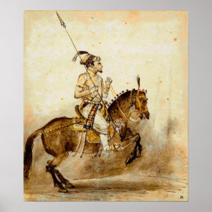 Affiche Rembrandt - A Mughal Nobleman On Horseback 1656